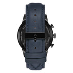 Trnda Men's Black Stainless Steel Watch, Blue Leather Band | Trnda43bl