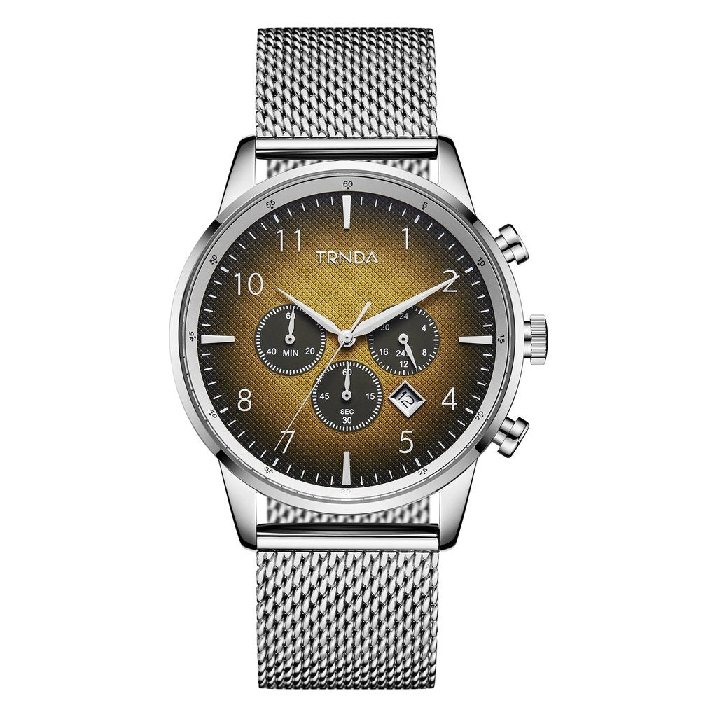 Trnda Men's Stainless Steel Watch, Gradient Cedar Brown Dial | Trnda43mm