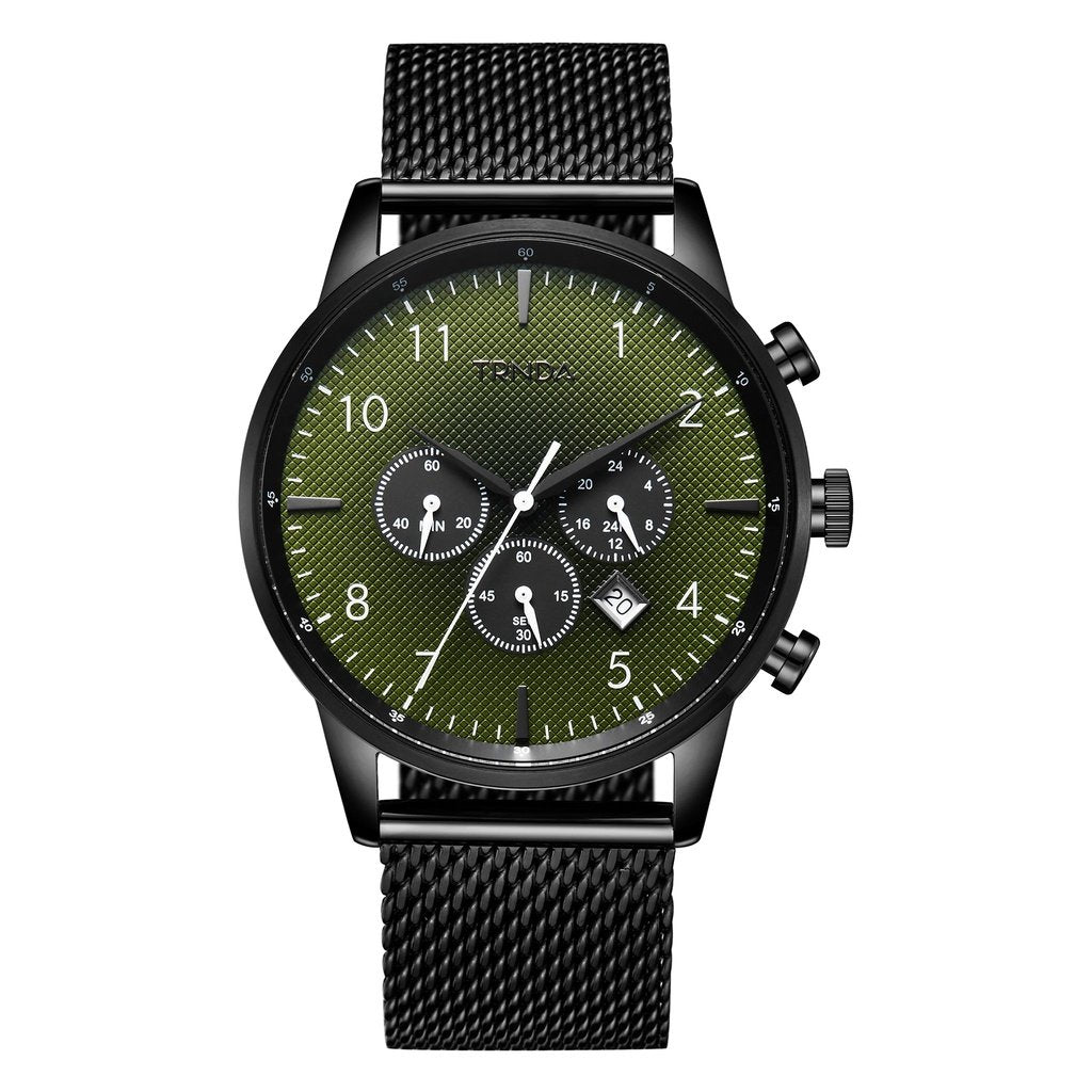 Trnda Men's Stainless Steel Watch, Black Mesh Band | Trnda-001