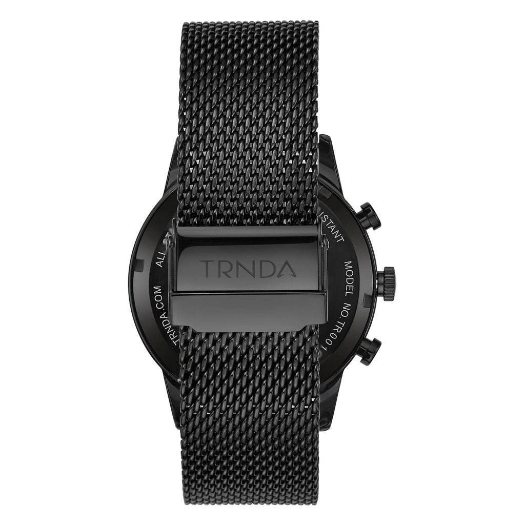 Trnda Men's Stainless Steel Watch, Black Mesh Band | Trnda-001