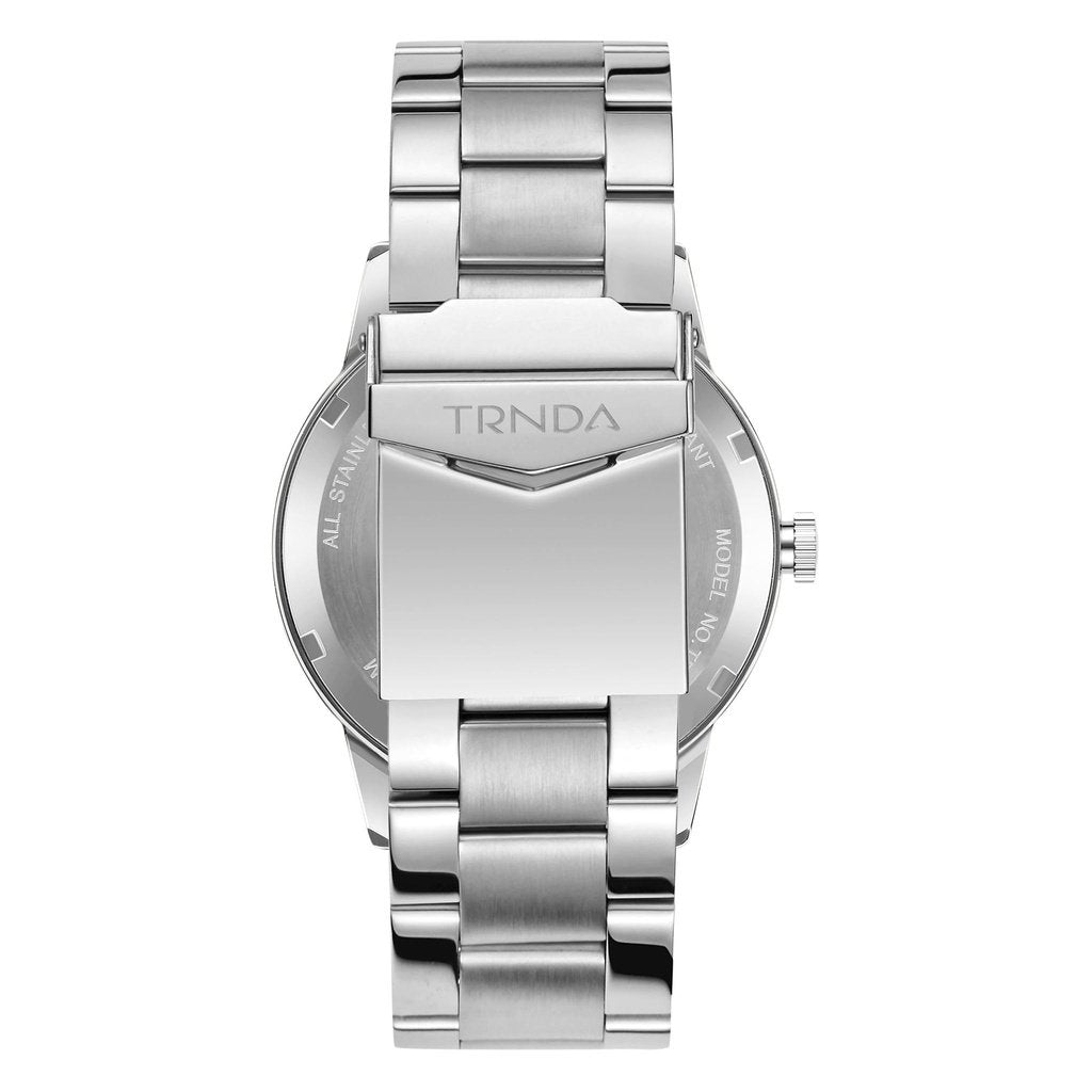 Trnda Men's Stainless Steel Watch, Blue Dial | Trnda-43mm-Silver
