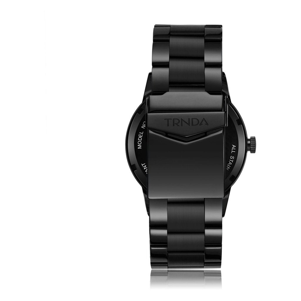 Trnda Men's Black Stainless Steel Watch, Seaweed Green Dial | Trn43b