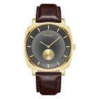Trnda Men's Gold Stainless Steel Watch, Brown Leather | Trn-001