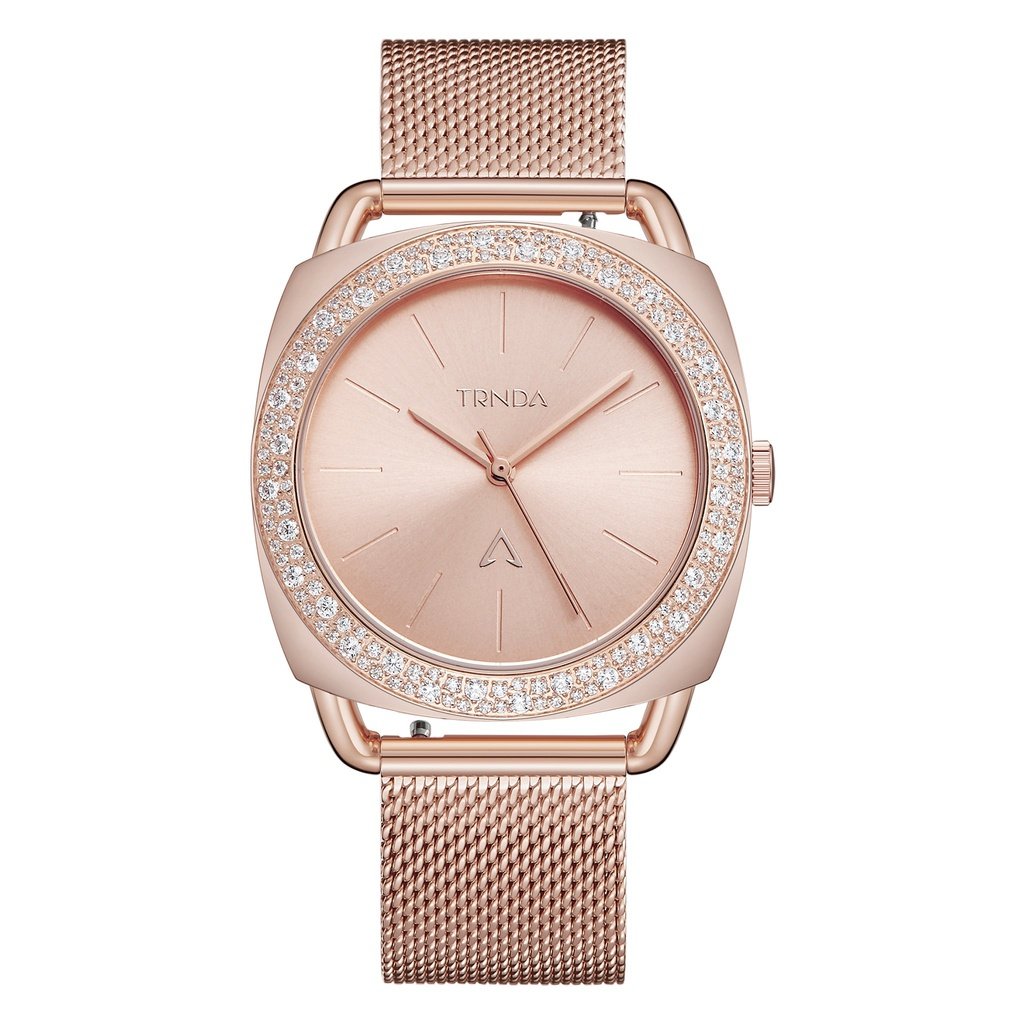 Trnda Women's Rose Gold Stainless Steel Watch, Mesh Band | Trn-358