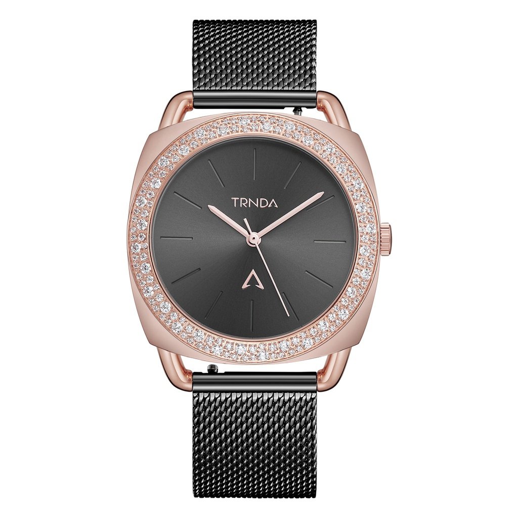 Trnda Women's Rose Gold Watch, Black Dial | Trnda-Rg35.8
