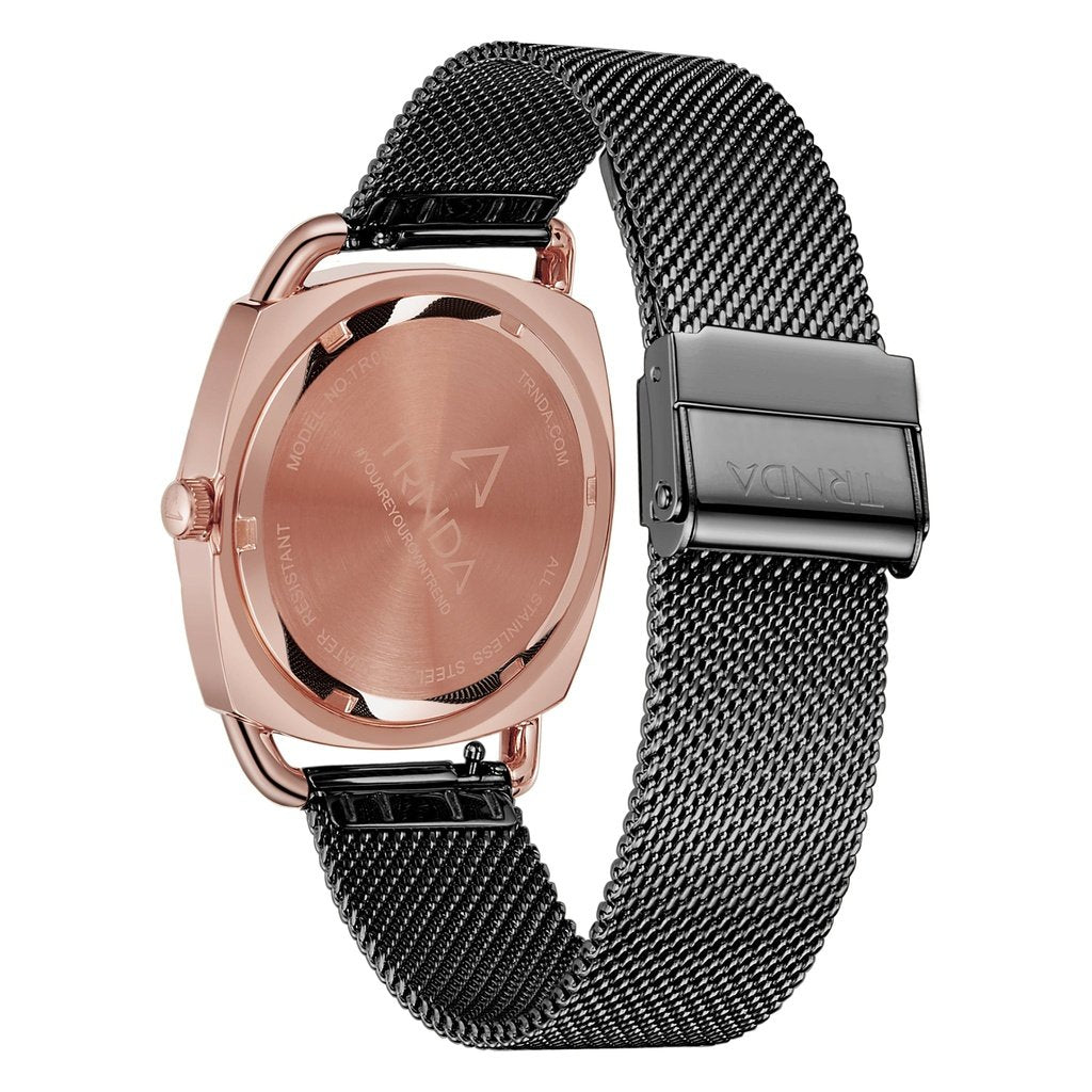 Trnda Women's Rose Gold Watch, Black Dial | Trnda-Rg35.8