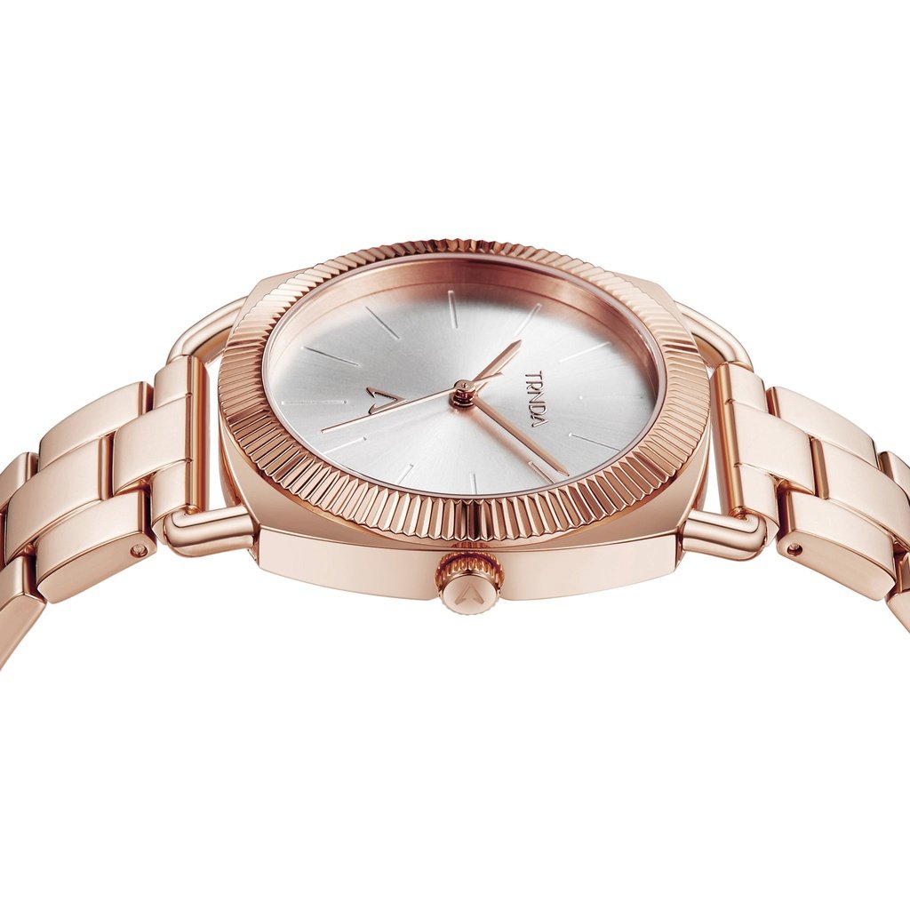 Trnda Women's Rose Gold Stainless Steel Watch, Silver Dial | Trnda-001