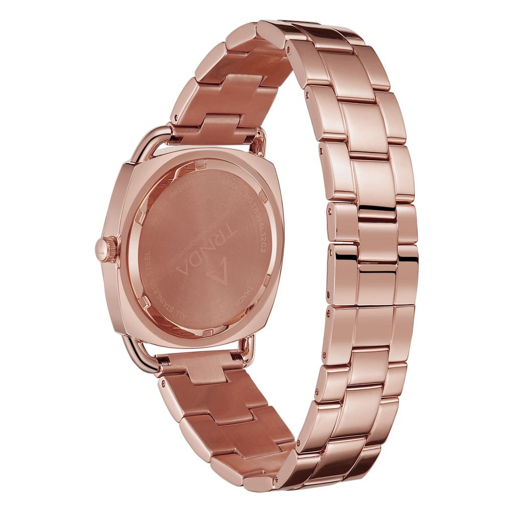 Trnda Women's Rose Gold Stainless Steel Watch, Silver Dial | Trnda-001