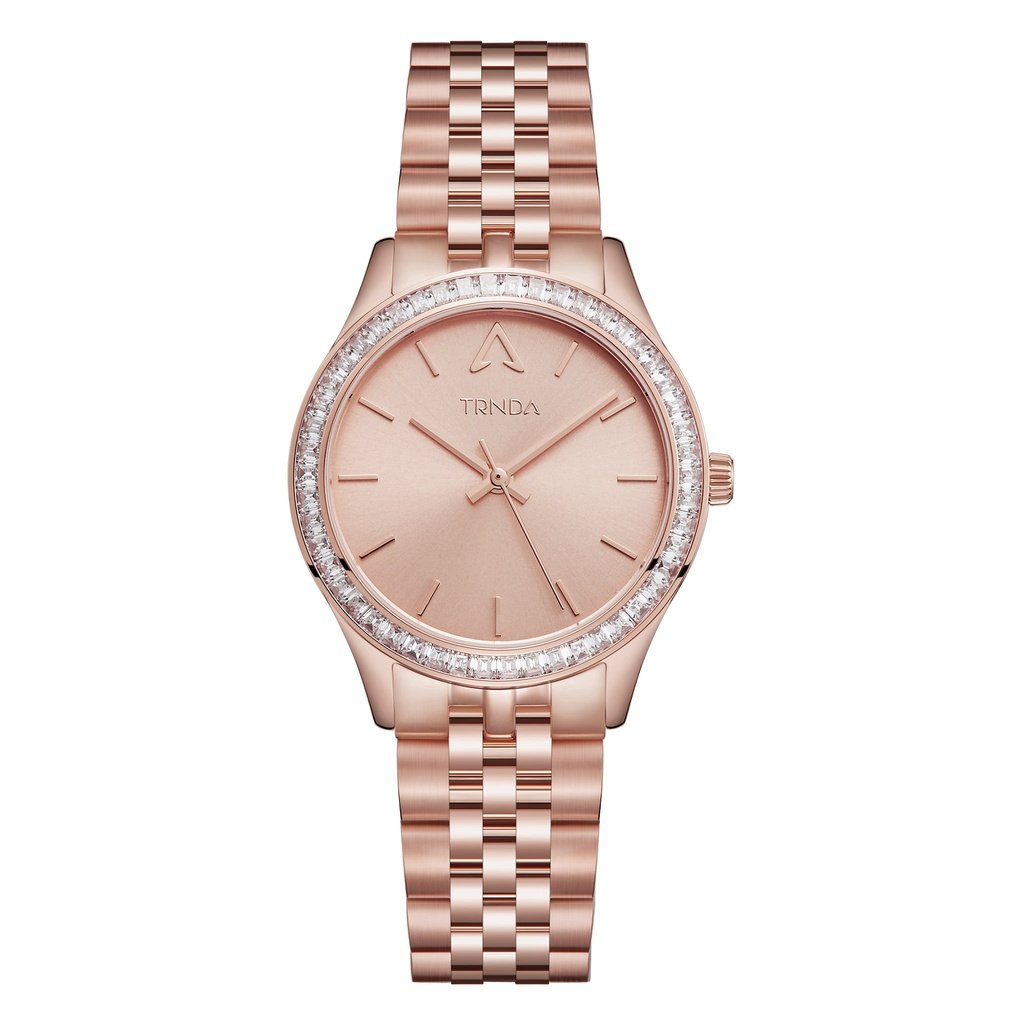 Trnda Women's Rose Gold Stainless Steel Watch, Round Dial | Tr32rg