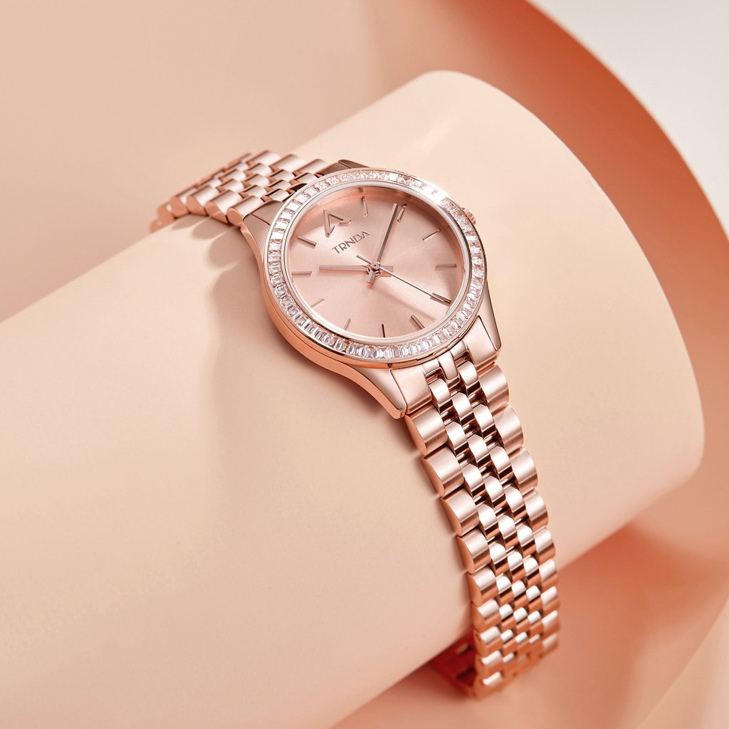 Trnda Women's Rose Gold Stainless Steel Watch, Round Dial | Tr32rg