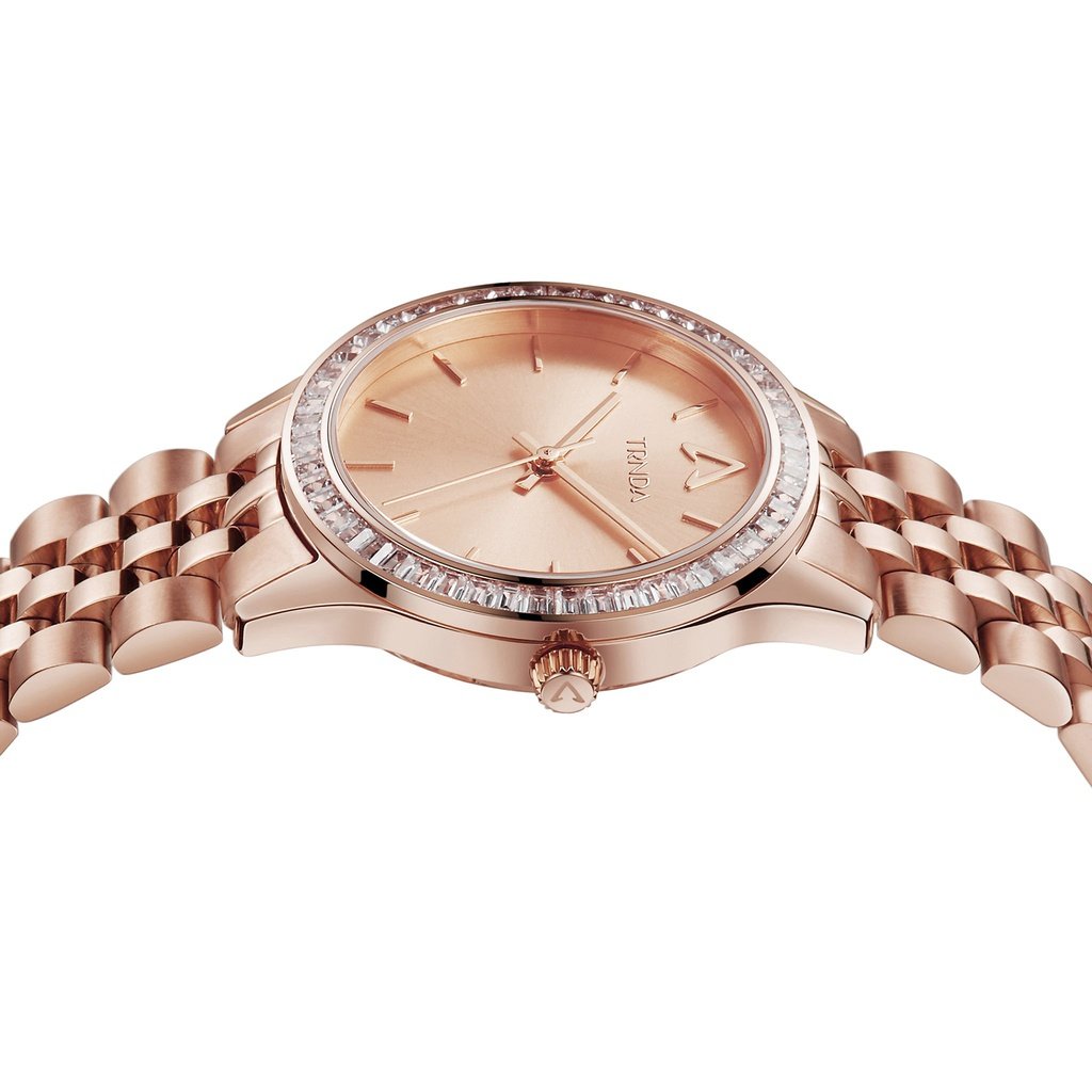 Trnda Women's Rose Gold Stainless Steel Watch, Round Dial | Tr32rg