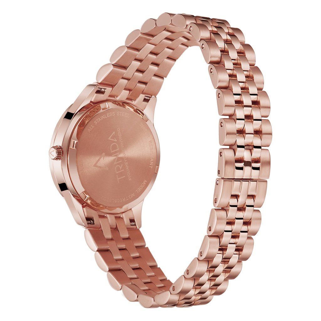 Trnda Women's Rose Gold Stainless Steel Watch, Round Dial | Tr32rg