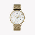 Timex Men's Gold Stainless Steel Watch, White Dial | Tw2r27200
