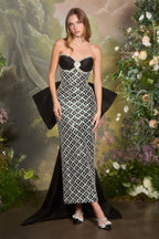 Strapless Beaded Embellishments Over Satin