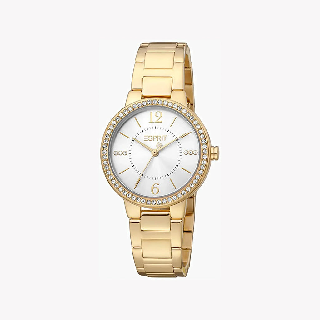 Esprit Women's Gold Stainless Steel Watch, Silver Dial | ES1L228M2045