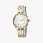 Just Cavalli Women's Silver & Gold Watch, White Dial | Jc1l149m0075