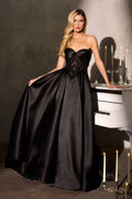Strapless Satin A-Line Dress