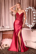 Strapless Fitted Satin Gown