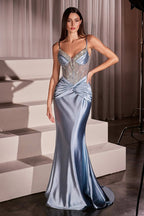 Fitted Satin Embellished Dress