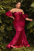 Puff Sleeve Satin Curve Gown