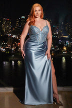 Embellished Satin Gown