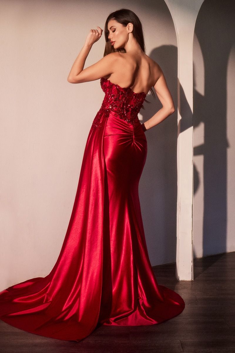 Strapless Sweetheart Fitted Satin Dress