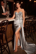 Strapless Sweetheart Fitted Satin Dress