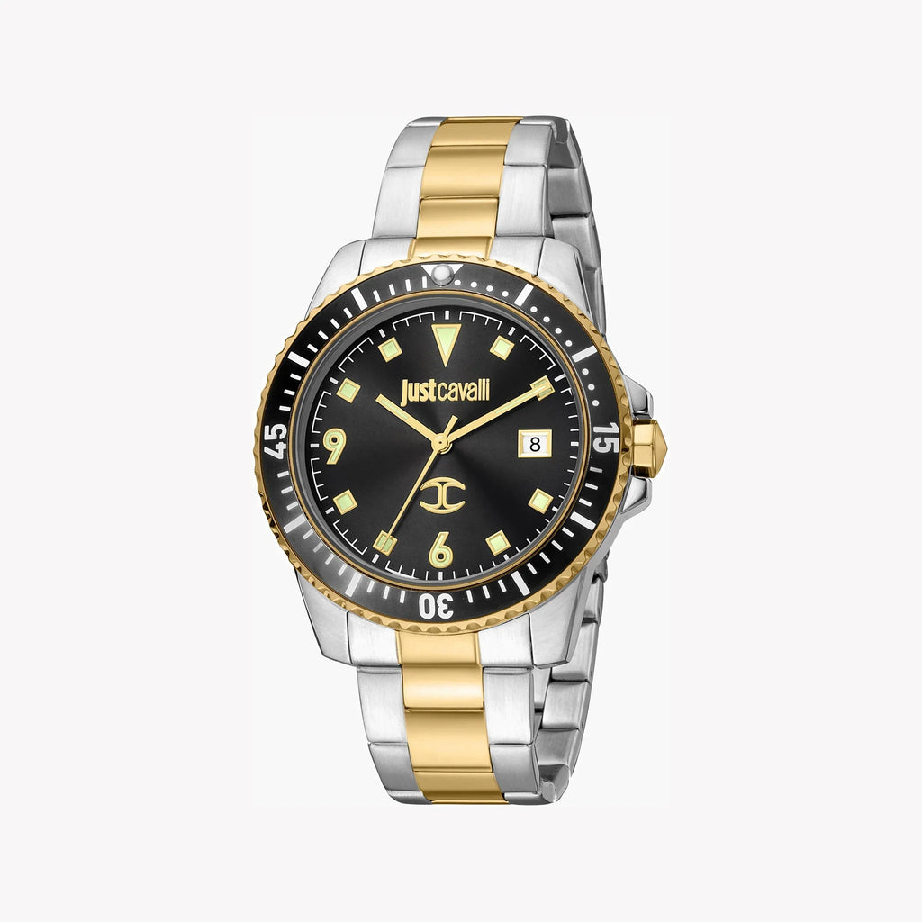 Just Cavalli Men's Two Tone Stainless Steel Watch, Black Dial | Jc1g246m0085