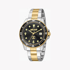 Just Cavalli Men's Two Tone Stainless Steel Watch, Black Dial | Jc1g246m0085