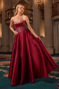Strapless Satin With Crystal Embellishment