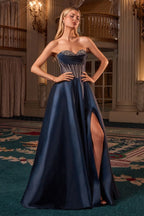 Strapless Satin With Crystal Embellishment