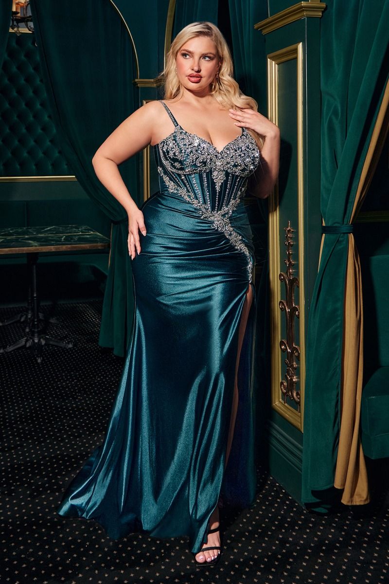 Fitted Crystal & Satin Bodycon Dress