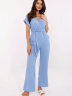 Comfortable Cotton Jumpsuit with Short Sleeves Italy Moda Suitable for Everyday Wear