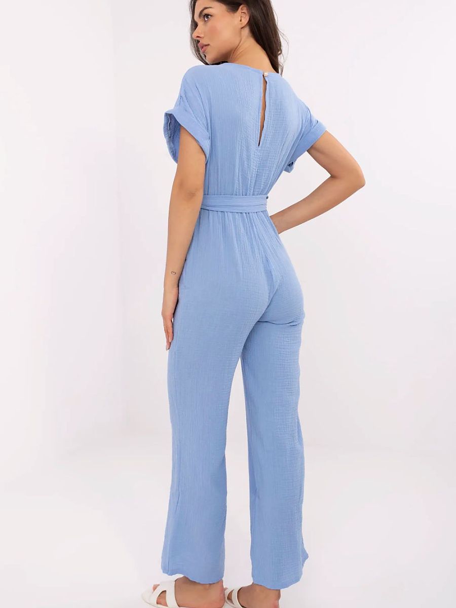 Comfortable Cotton Jumpsuit with Short Sleeves Italy Moda Suitable for Everyday Wear