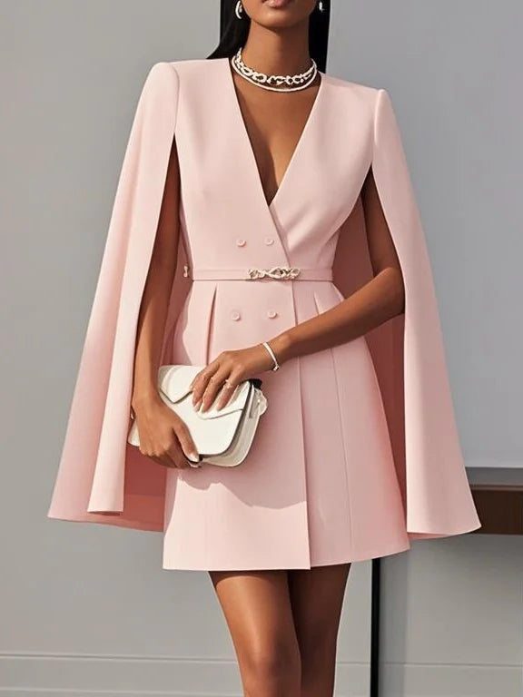 SUKIENKA MINI RÓŻOWA W STYLU MARYNARKI LINIA A ELEGANCKA DEKOLT SERCE