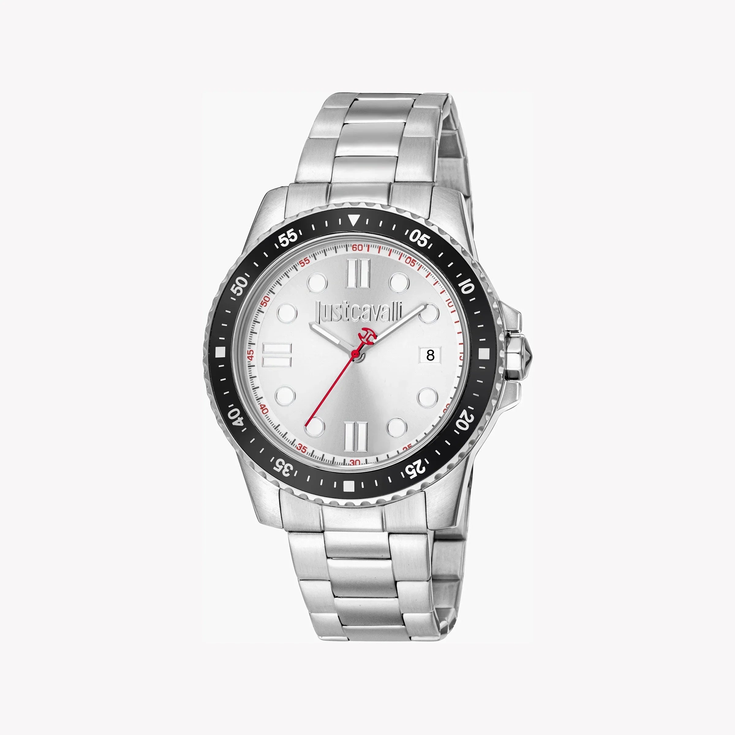 Just Cavalli Men's Silver Stainless Steel Watch, Silver Dial | Jc1g246m0245