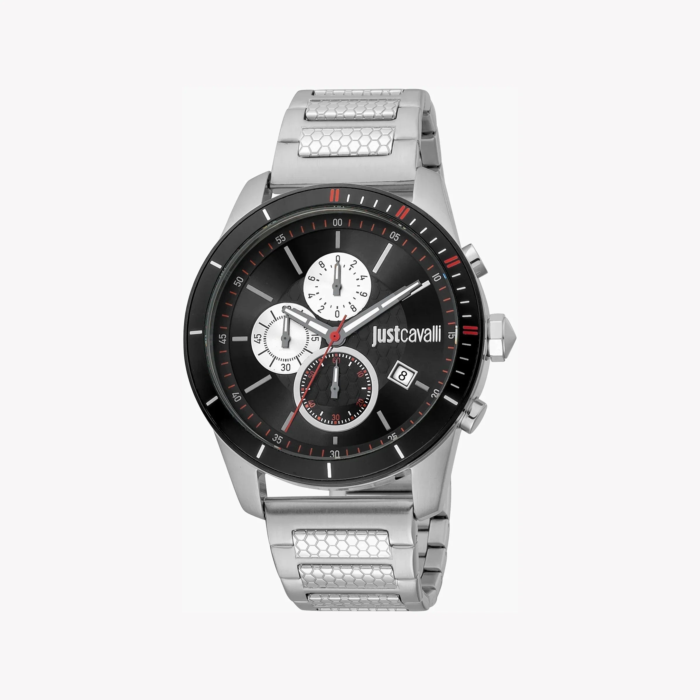Just Cavalli Men's Silver Watch, Black Dial | Jc1g166m0075