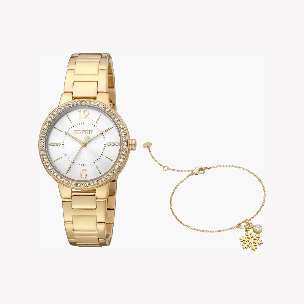 Esprit Women's Gold Stainless Steel Watch, Silver Dial | ES1L228M2045