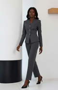 Charcaol grey collarless pantsuit