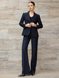 Navy wide-leg pantsuit - metallic buttons