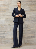Navy wide-leg pantsuit - metallic buttons